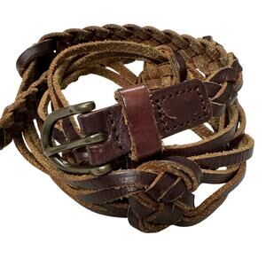 American Eagle Outfitters Brown Leather Woven Belt Womens Boho